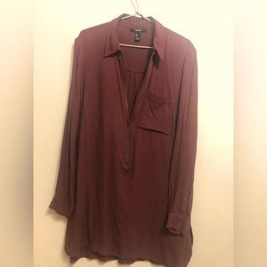 Maroon color shirt dress